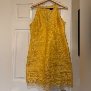 Laundry By Shelli Segal Yellow Lace Mini Dress
